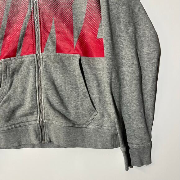 Vintage Y2K Nike Gray Spellout Full Zip Hoodie Sweater Womans Size Small - Picture 2 of 8